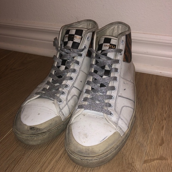 Saint Laurent High Top distressed sneaker - Picture 1 of 8